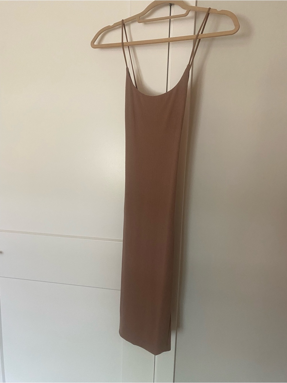 Spaghetti Strap Slip Dress in Warm Taupe/Camel 🐪